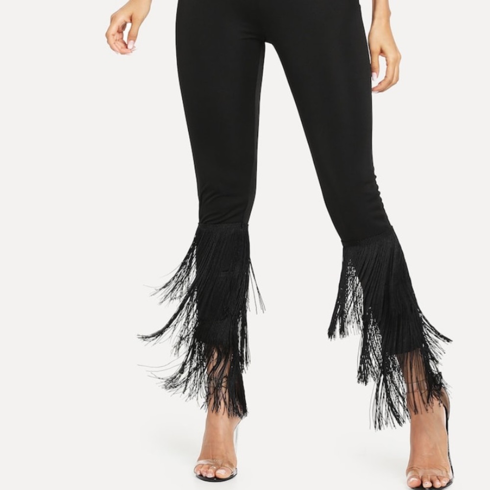 Fringe flat pants